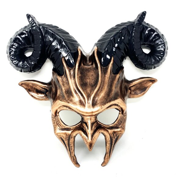 Krampus Ram Goat Demon with Horns Devil Halloween Masquerade Masks Party - Picture 2 of 4